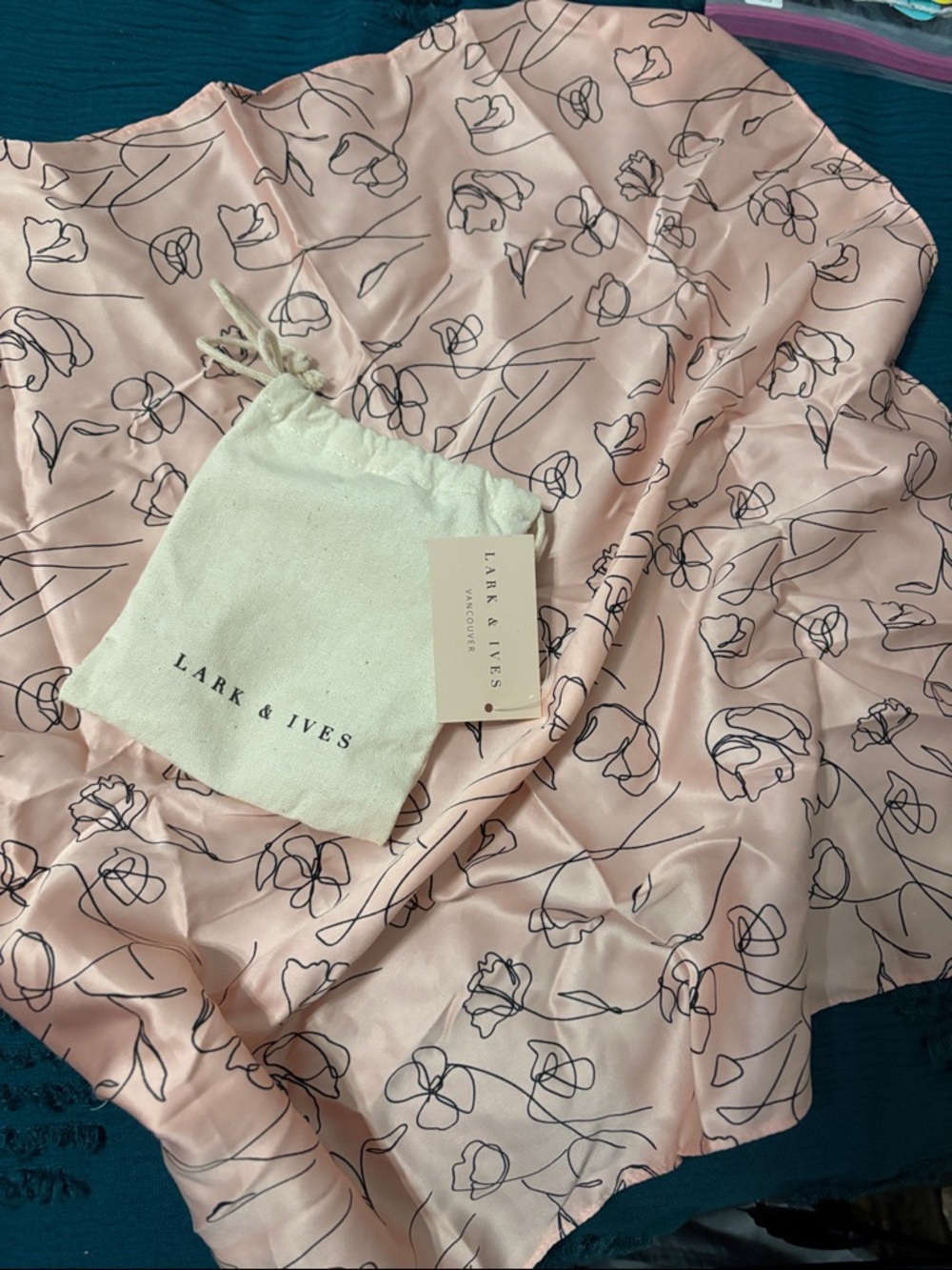 Lark and Ives pink Floral Satin neckerchief